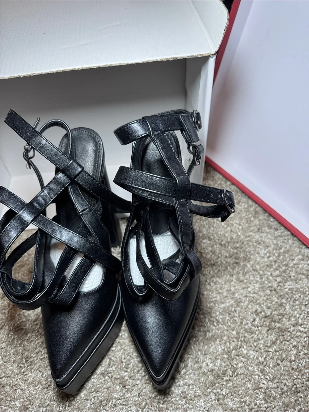 Strappy Platform High Heel Pumps - Black